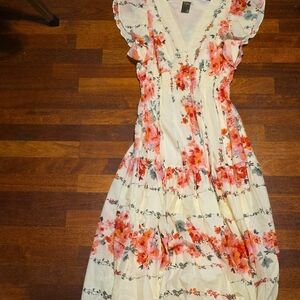 Taylor Cream and Orange Floral Maxi Dress